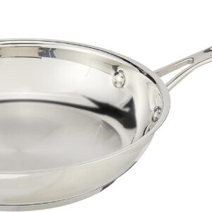 Cuisinart 8-Inch Open Skillet, Stainless Steel Skillet, Large Kitchen Pan, Dishwasher Safe, Compatible with Induction, Electric, Gas Cooktops, Oven Safe Saucepan, Cool Grip Handles
