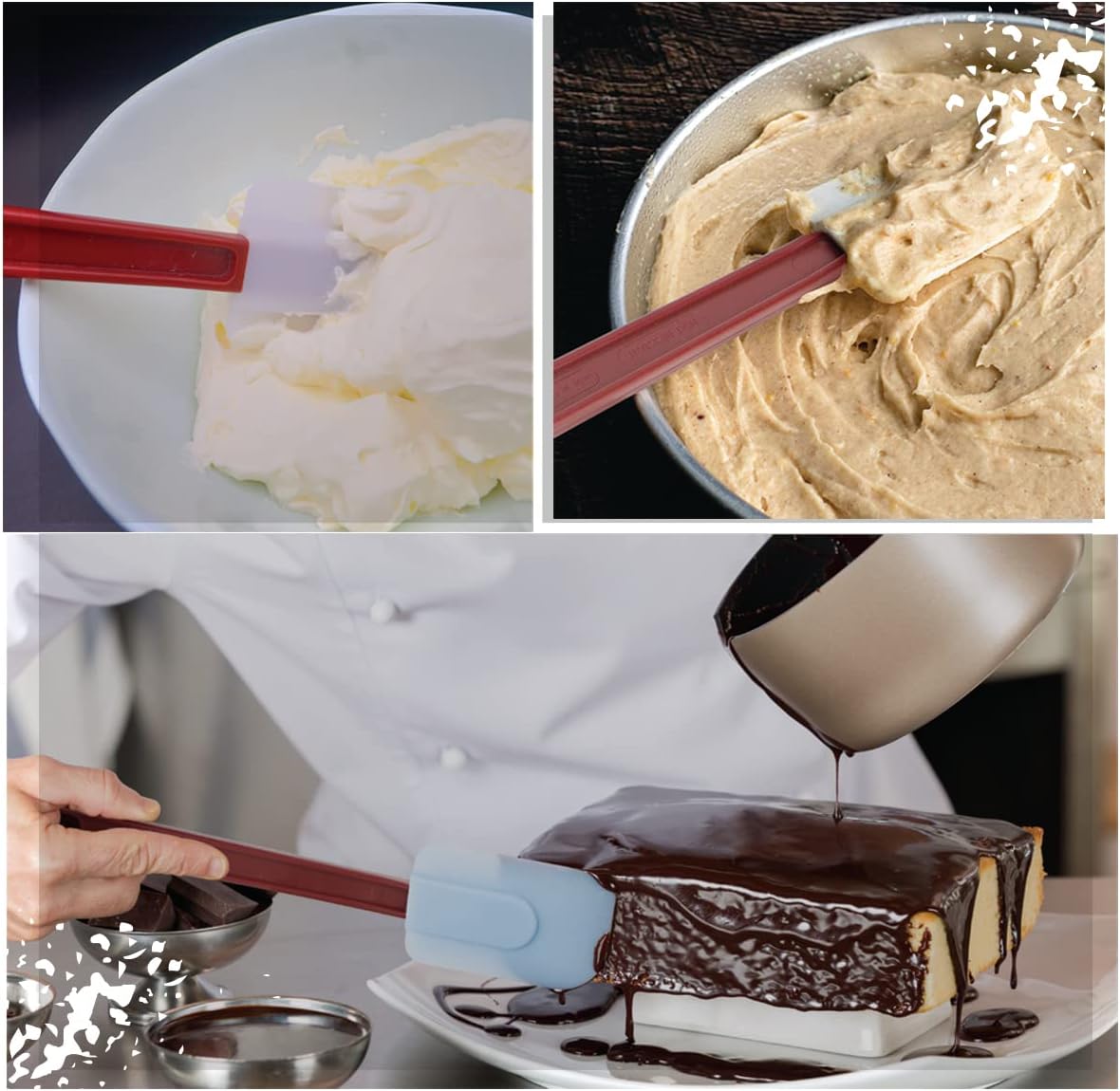 3 PCS Commercial Grade Heat Resistant Silicone Spatulas, 9.5-Inch Rubber Spatulas for Baking, Nonstick & BPA-Free - Image 3
