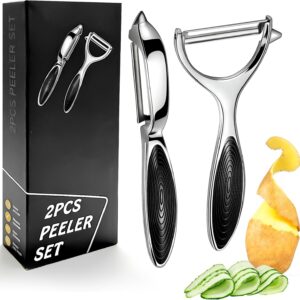 Ultra Sharp Vegetable Peeler, Y & I-Shaped Stainless Steel Blades with Soft Grip, Ergonomic Non-Slip Handles, Peelers for Kitchen,Ideal for Apples, Potatoes, Carrots Fruit & Other Veggies (2 PCS)